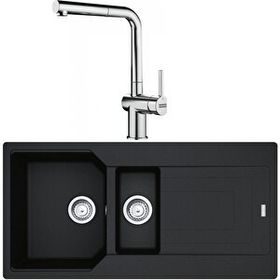 Franke Urban UBG 651-100 Nero Granit Eviye-Active Plus Doccia Krom Batarya Seti
