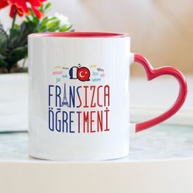 Fransızca Öğretmeni Kalpli Kupa Bardak