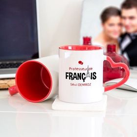 Fransızca Öğretmeni Kalpli Kupa Bardak