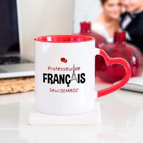Fransızca Öğretmeni Kalpli Kupa Bardak