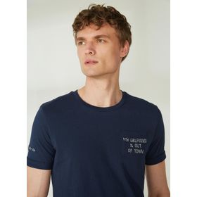 Fred Mello FM23S16TGBLUE Bisiklet Yaka Mavi Erkek T-shirt