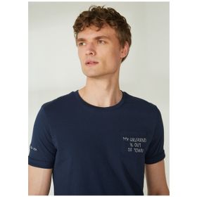 Fred Mello FM23S16TGBLUE Bisiklet Yaka Mavi Erkek T-shirt