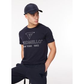 Fred Mello FM23W02TG Lacivert Bisiklet Yaka Erkek T-shirt
