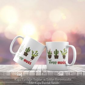 Free Hugs-Saırlmak Bedava-Kaktüsler-Espri Tasarımlı Kupa Bardak