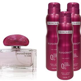 Free Love 100 ml Eurodream Edp Parfüm ve 3x150 ml Deodorant