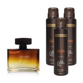 Free Love 100 ml Leon Edp Erkek Parfüm ve 3x150 ml Deodorant