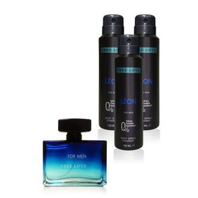 Free Love 100 ml Leon Edp Erkek Parfüm ve 3x150 ml Deodorant