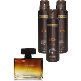 Free Love 100 ml Leon Edp Erkek Parfüm ve 3x150 ml Deodorant