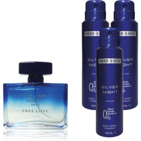 Free Love 100 ml Silver Night Edp Erkek Parfüm ve 3x150 ml Deodorant