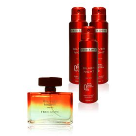Free Love 100 ml Silver Night Edp Erkek Parfüm ve 3x150 ml Deodorant