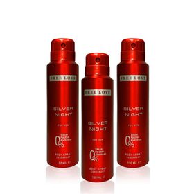 Free Love Silver Night 3x150 ml Pudrasız Erkek Sprey Deodorant