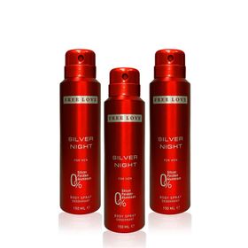Free Love Silver Night 3x150 ml Pudrasız Erkek Sprey Deodorant