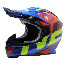 Free-M FR-801 Cross Mavi Sarı Motosiklet Kaski