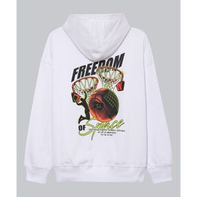 Freedom Of Space FOS208HOD-001 Basketball Hoodie Beyaz Unisex Sweatshirt