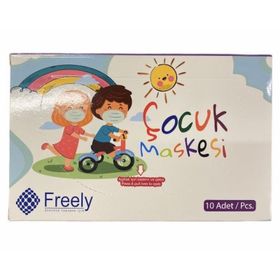 Freely Lastikli 10 Adet Çocuk Yüz Maskesi