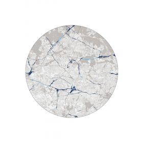 Frenda Home 120x120 cm Mavi Mermer Desen Deri Taban Yuvarlak Halı