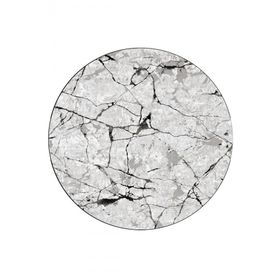 Frenda Home 140x140 cm Gri Mermer Desen Deri Taban Yuvarlak Halı