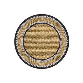 Frenda Home 140x140 cm Sarı İskandinav Desen Pamuk Taban Dijital Baskılı Dekoratif Yuvarlak Halı