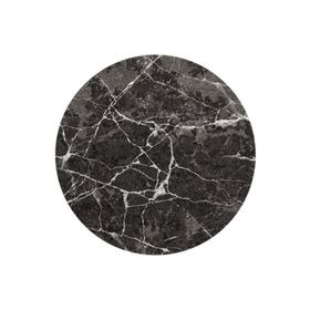 Frenda Home 140x140 cm Siyah Mermer Desen Deri Taban Yuvarlak Halı