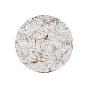 Frenda Home 160x160 cm Kahve Mermer Desen Deri Taban Yuvarlak Halı