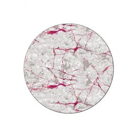 Frenda Home 160x160 cm Pembe Mermer Desen Deri Taban Yuvarlak Halı
