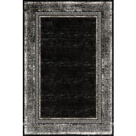 Frenda Home 180 x 280 Siyah Çerçeve Desenli Pamuk Taban Dijital Baskılı Halı