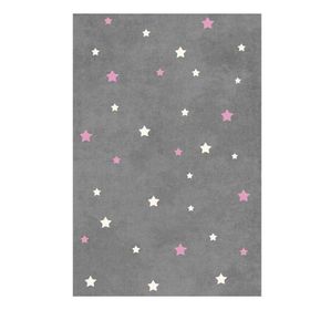 Frenda Home 80x300 cm Pembe Yıldız Desenli Kaymaz Deri Taban Çocuk ve Bebek Odası Halısı