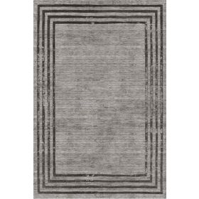 Frenda Home Antrasit 120x180 Çerçeve Desenli Dijital Baskılı Pamuk Taban Halı