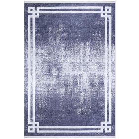 Frenda Home Antrasit 120x180 Çerçeve Desenli Dijital Baskılı Pamuk Taban Halı
