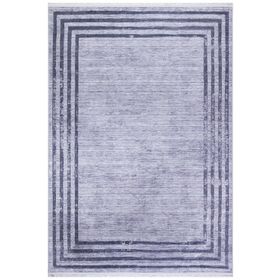 Frenda Home Antrasit 80x300 Çerçeve Desenli Dijital Baskılı Pamuk Taban Halı