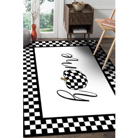 Frenda Home Dekoratif Home Desen Pamuk Taban Baskılı Beyaz 80x150 cm Salon Halı