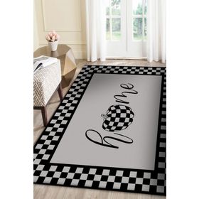 Frenda Home Dekoratif Home Desen Pamuk Taban Baskılı Gri 140x200 cm Salon Halı
