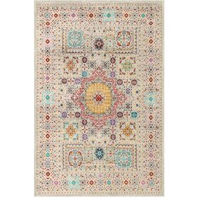Frenda Home Fas Kapısı Desenli Pamuk Taban Krem 80x150 cm Salon Halı