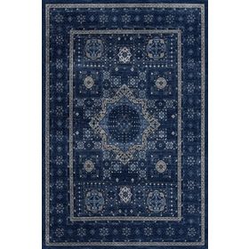 Frenda Home Fas Kapısı Desenli Pamuk Taban Lacivert 100x200 cm Salon Halı