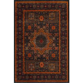 Frenda Home Fas Kapısı Desenli Pamuk Taban Turuncu 100x200 cm Salon Halı