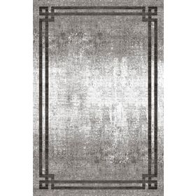 Frenda Home Gri 80x150 Çerçeve Desenli Dijital Baskılı Pamuk Taban Halı