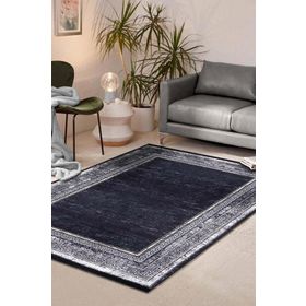 Frenda Home Gri 80x150 Çerçeve Desenli Dijital Baskılı Pamuk Taban Halı