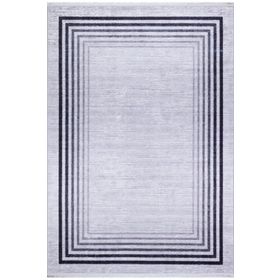 Frenda Home Gri 80x150 Çerçeve Desenli Dijital Baskılı Pamuk Taban Halı