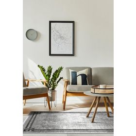 Frenda Home Gri 80x150 Çerçeve Desenli Dijital Baskılı Pamuk Taban Halı