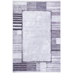 Frenda Home Gri 80x200 Çerçeve Desenli Dijital Baskılı Dekoratif Pamuk Taban Halı
