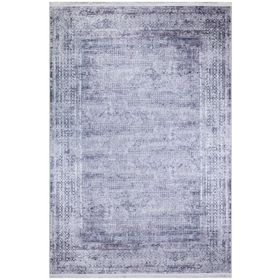 Frenda Home Gri 80x200 Çerçeve Desenli Dijital Baskılı Dekoratif Pamuk Taban Halı