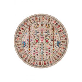 Frenda Home Kilim Desenli Vizon 160x160 Pamuk Taban Dijital Baskılı Yuvarlak Halı