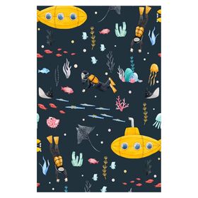 Frenda Home Lacivert 80x150 Denizaltı Desenli Kaymaz Deri Taban Çocuk Halısı