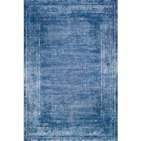 Frenda Home Mavi 100x200 Çerçeve Desenli Dijital Baskılı Dekoratif Pamuk Taban Halı