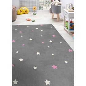 Frenda Home Mavi 100x200 Yıldız Desenli Kaymaz Deri Taban Çocuk ve Bebek Odası Halısıx