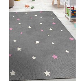 Frenda Home Mavi 80x200 Yıldız Desenli Kaymaz Deri Taban Çocuk ve Bebek Odası Halısı