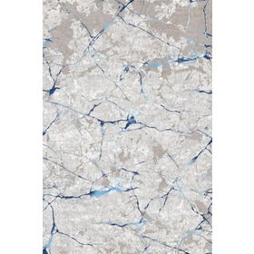 Frenda Home Mermer Desen Kaymaz Deri Taban Baskılı Mavi 160x230 cm Salon Halı
