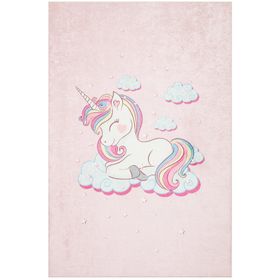 Frenda Home Pembe 80x150 Unicorn Kaymaz Deri Taban Dekoratif Çocuk Odası Halısı