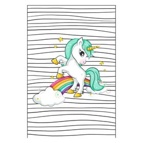 Frenda Home Unicorn Desenli Kaymaz Deri Taban Beyaz 160x230 Çocuk Halısı