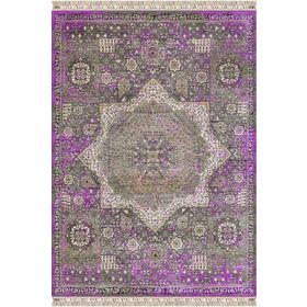 Frenda Home Vintage Desenli Fuşya 100x200 Pamuk Taban Dekoratif Halı